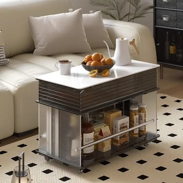 

light luxury liftable coffee table living room household small apartment balcony tea table modern simple mobile side cabinet