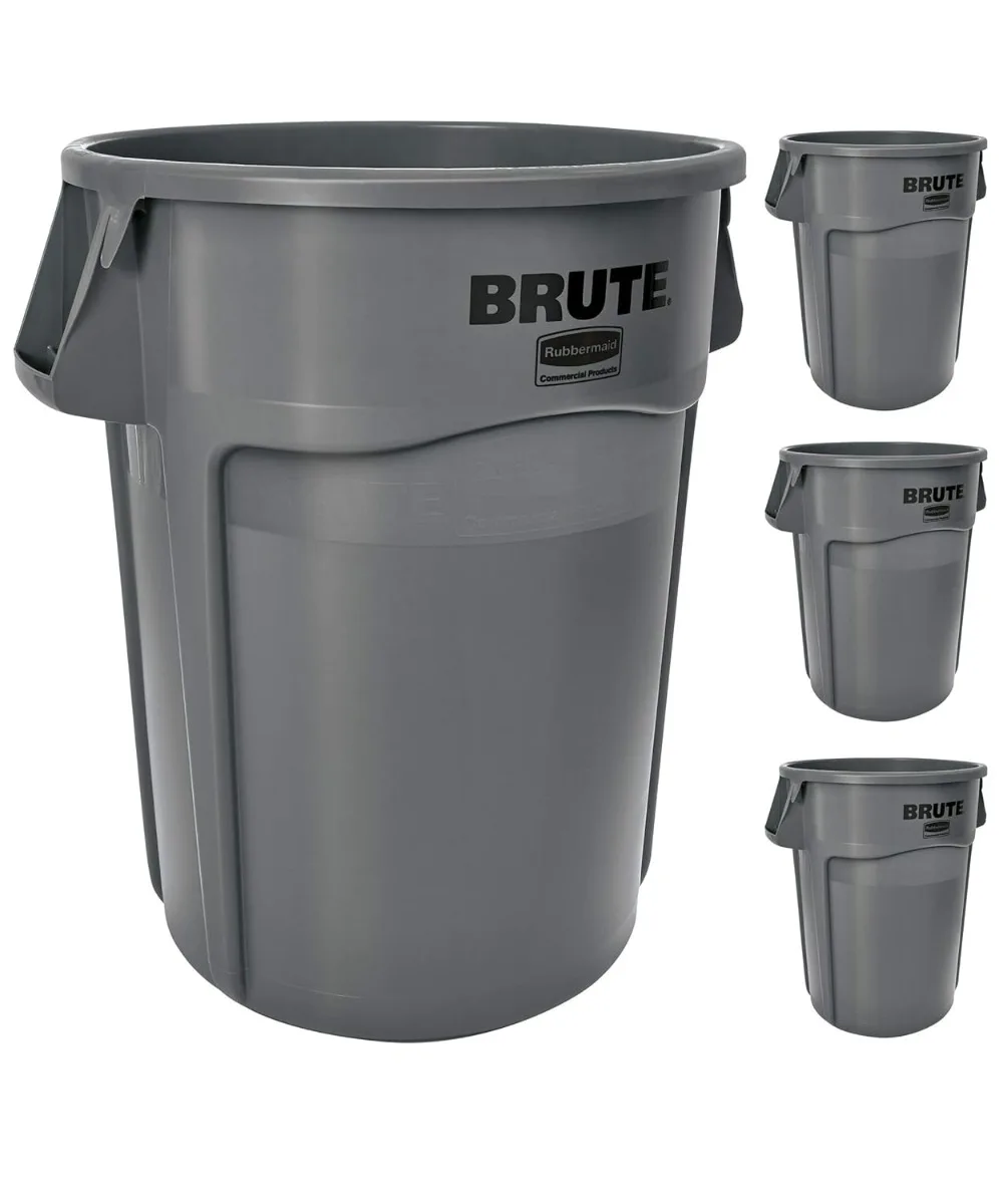 

Commercial Products BRUTE Heavy-Duty Trash/Garbage Can,44-Gallon,Gray, Wastebasket for Home/Garage/Bathroom/Outdoor/Pack of 4