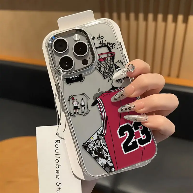 Cool Red Basketball Jersey 23 Phone Case For iPhone 18 17 16 Pro Max 14 12 13 Pro Max 18 17 11 Silicone Anti-fingerprint Cover