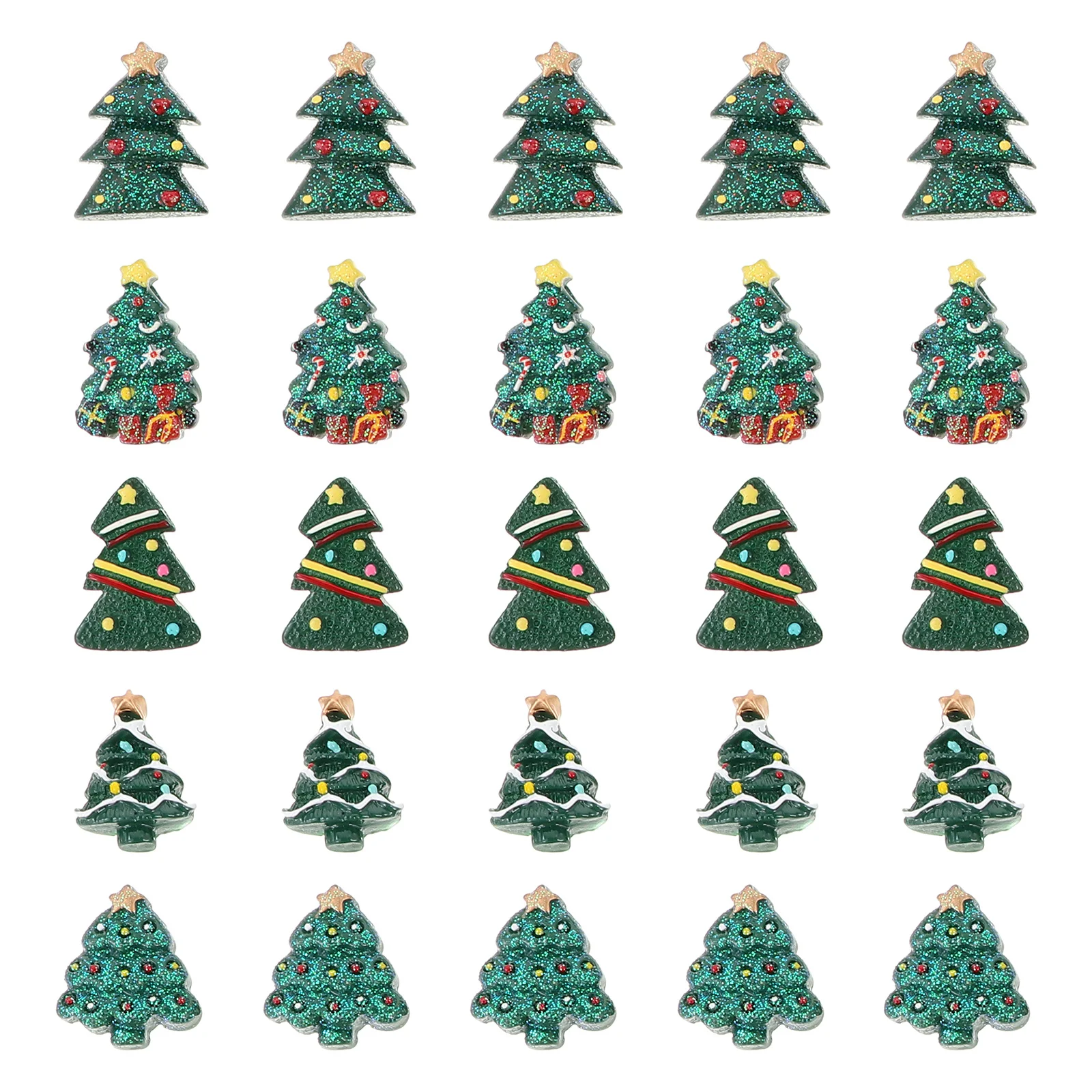 

25 pcs Christmas Resin Charms Mini Tree Pendants For Diy Ornaments Decoration Craft Scrapbook Phone Case Album Earring Charm