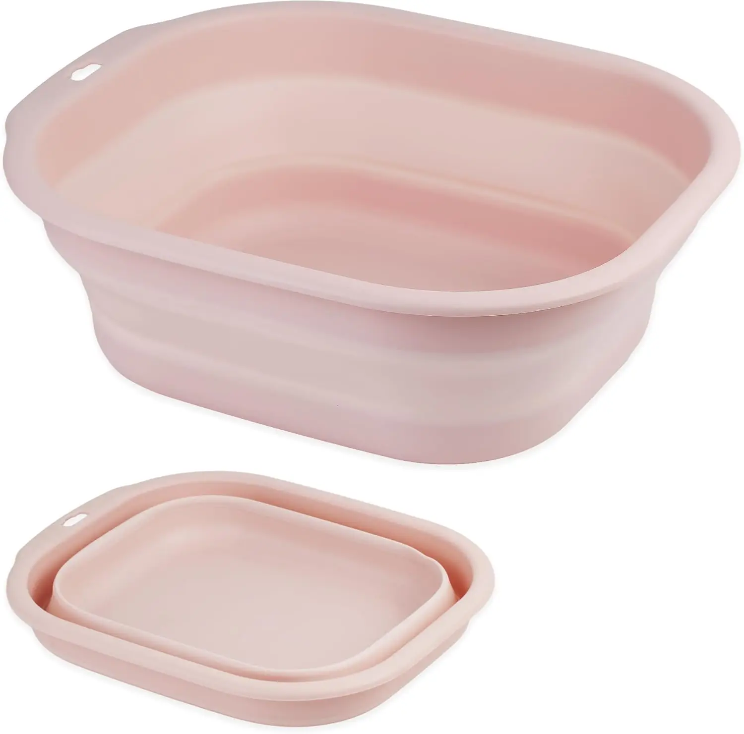 

Collapsible Wash Basin Set of 2, Foldable Plastic Basins for Laundry, Travel, Camping, Pink
