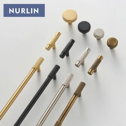 Nurlin Solid Brass Knurled Cabinet Knobs Wardrobe Handle T-bar Antique Bronze Gold Black Handle Available In Multiple Sizes