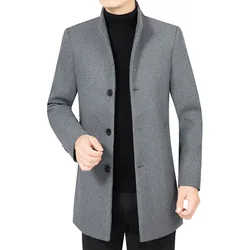 New Winter Men Business Casual Overcoats Woollen Blends Man Cashmere Trench Coats Quality Male Thicker Warm Long Jackets Size 4X