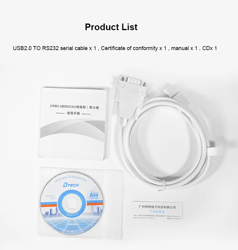 DTECH سعر الجملة USB إلى RS232 محول كابل دعم إشارة RTS، DTR، DCD، RI، DSR، CTS #6