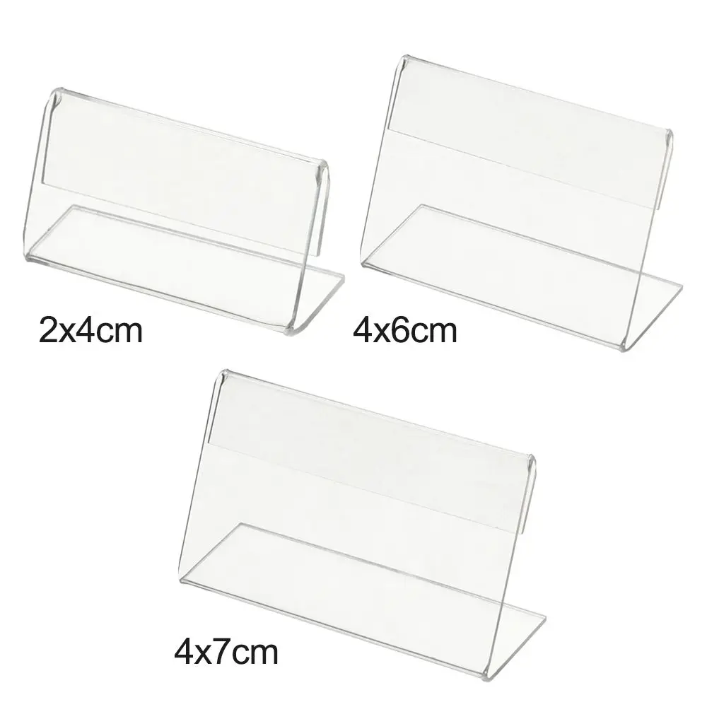 Mini L Vorm Doorzichtige Winkel Aanrecht Top Stand Acryl Teken Display Houder Plank Label Houder Prijs Kaart Tag(10 Stuks)