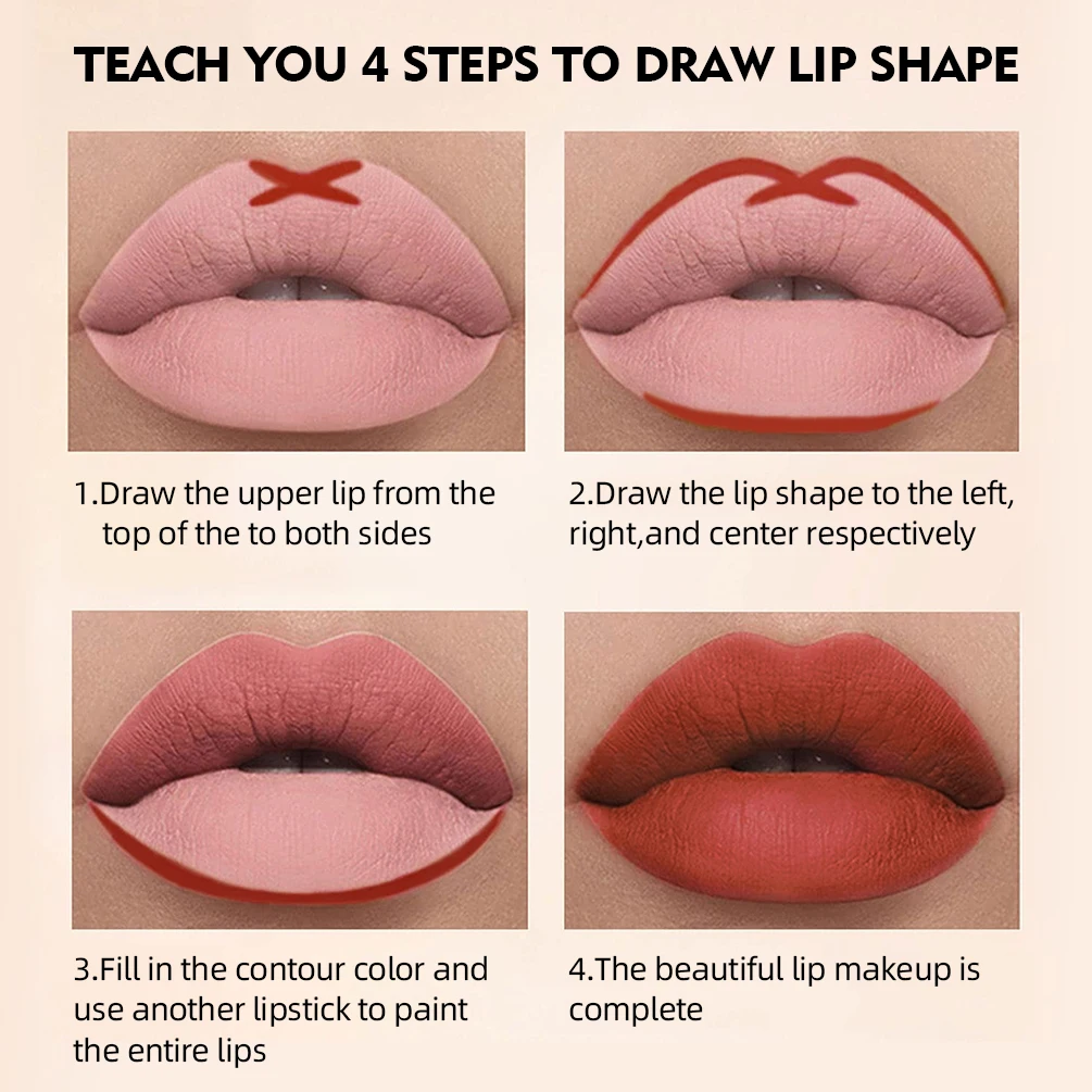 QIBEST Makeup 2 in 1 Matte Lipstick & Lip Liner Nude Lip Stick Pencil Waterproof Make up Cosmetics Lip Balm Matt Cream Lipliner