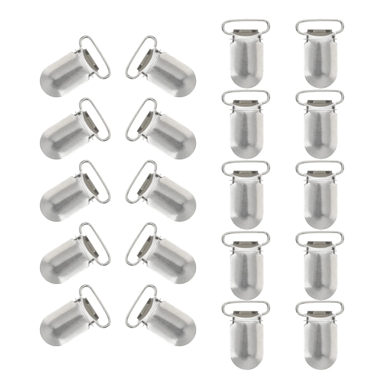 

20Pcs Strap Clips for Pacifier Duckbill Style 20Mm X 32Mm Silver Tone Hard Iron Retainer with Fabric Protector Insert Use in