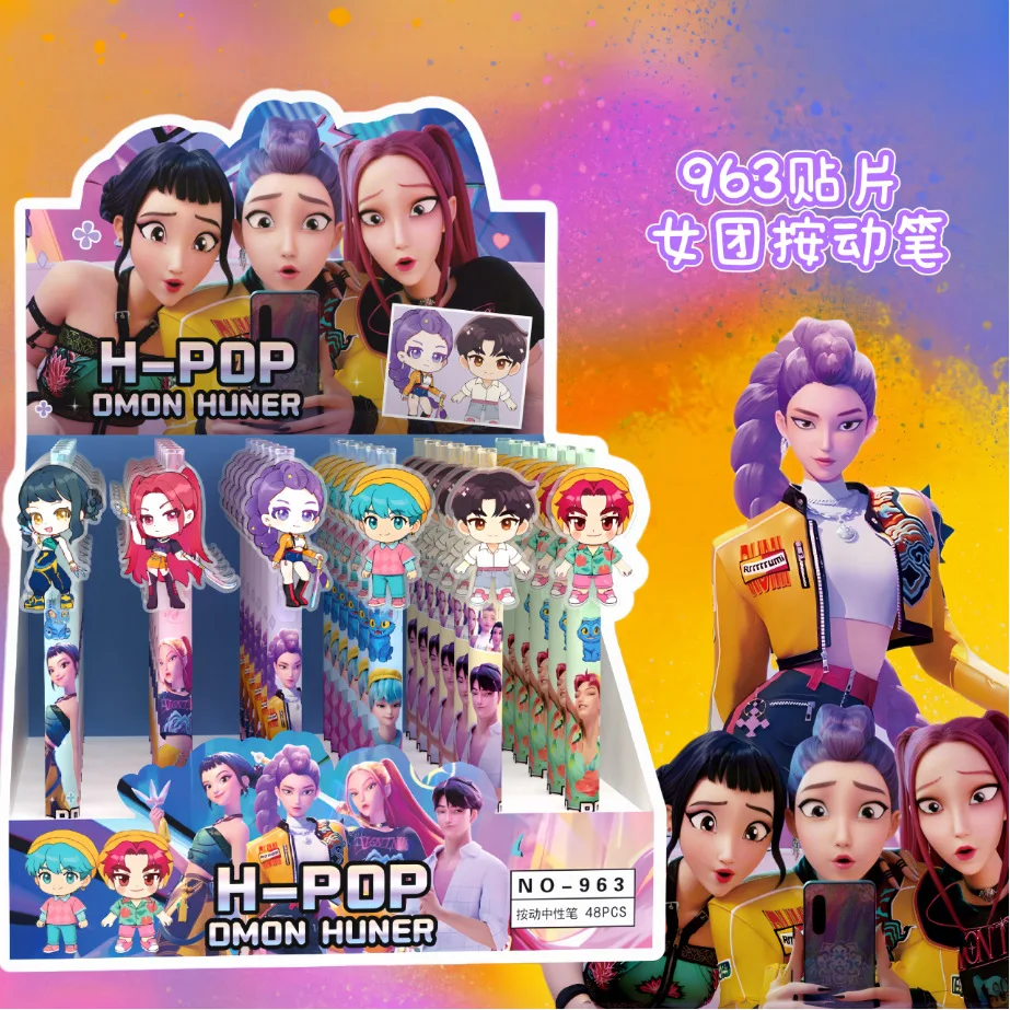 Pena Akrilik K-pop Demon Warri Hunters HUNTR X Rumi Mira Zoey Celine Kpop, Pena Tanda Tangan untuk Pelajar Sekolah