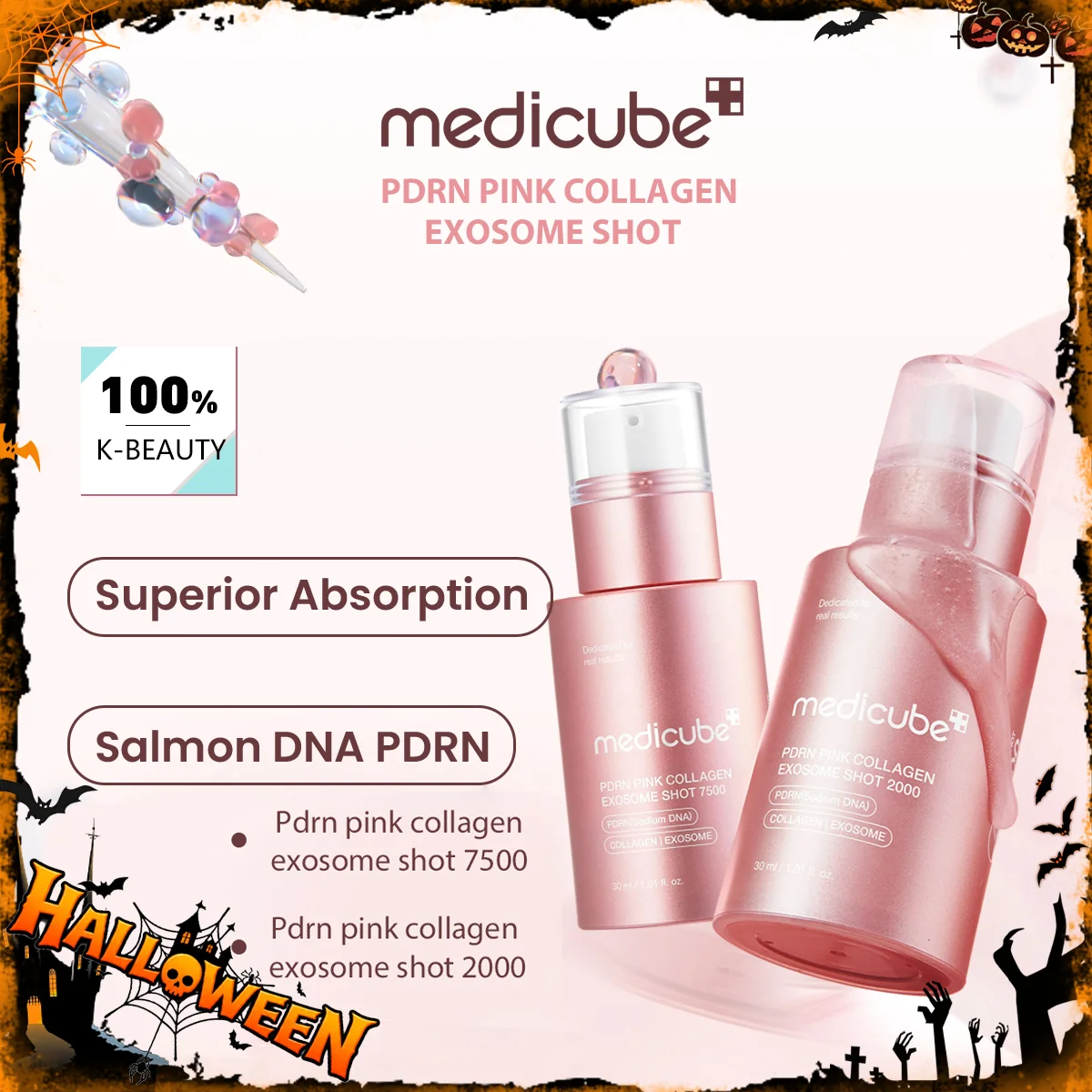 Medicube PDRN Pink Collagen,Pink Transparent Liquid,Lightweight&Fast-Absorbing,Two Versions,K-Beauty,Korean Makeup