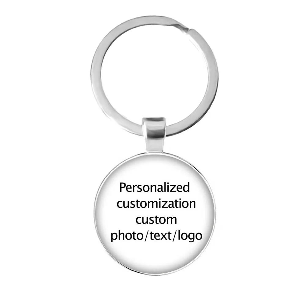 Fashion Custom Keychain Personalized Keychain Gift Photo Text Logo Baby Patterns Glass Cabochon Keychain Family Anniversary Gift