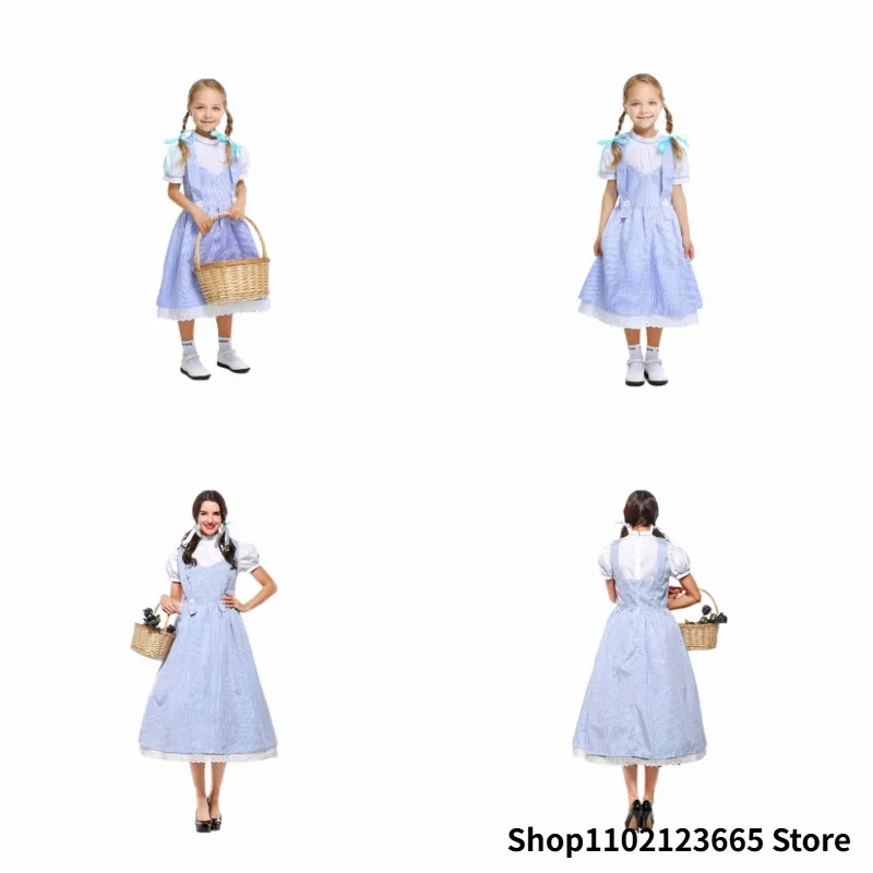 Disfraces de Hada del Mago de Oz para Mujer 2026, Vestido Azul a Cuadros de Personaje de Cuento de Hadas, Trajes de Carnaval para Niñas