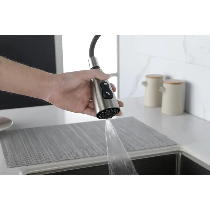 High Arc Pull Down Kitchen Faucet with Sprayer, Brushed Nickel Stainless Steel, Single Handle Modern Design with Deck Plate for