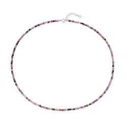 2.5MM Tourmaline Necklace for Women 925 Sterling Silver Jewelry Gift Natural Stone KettingChoker for Femme  Amethyst Chain