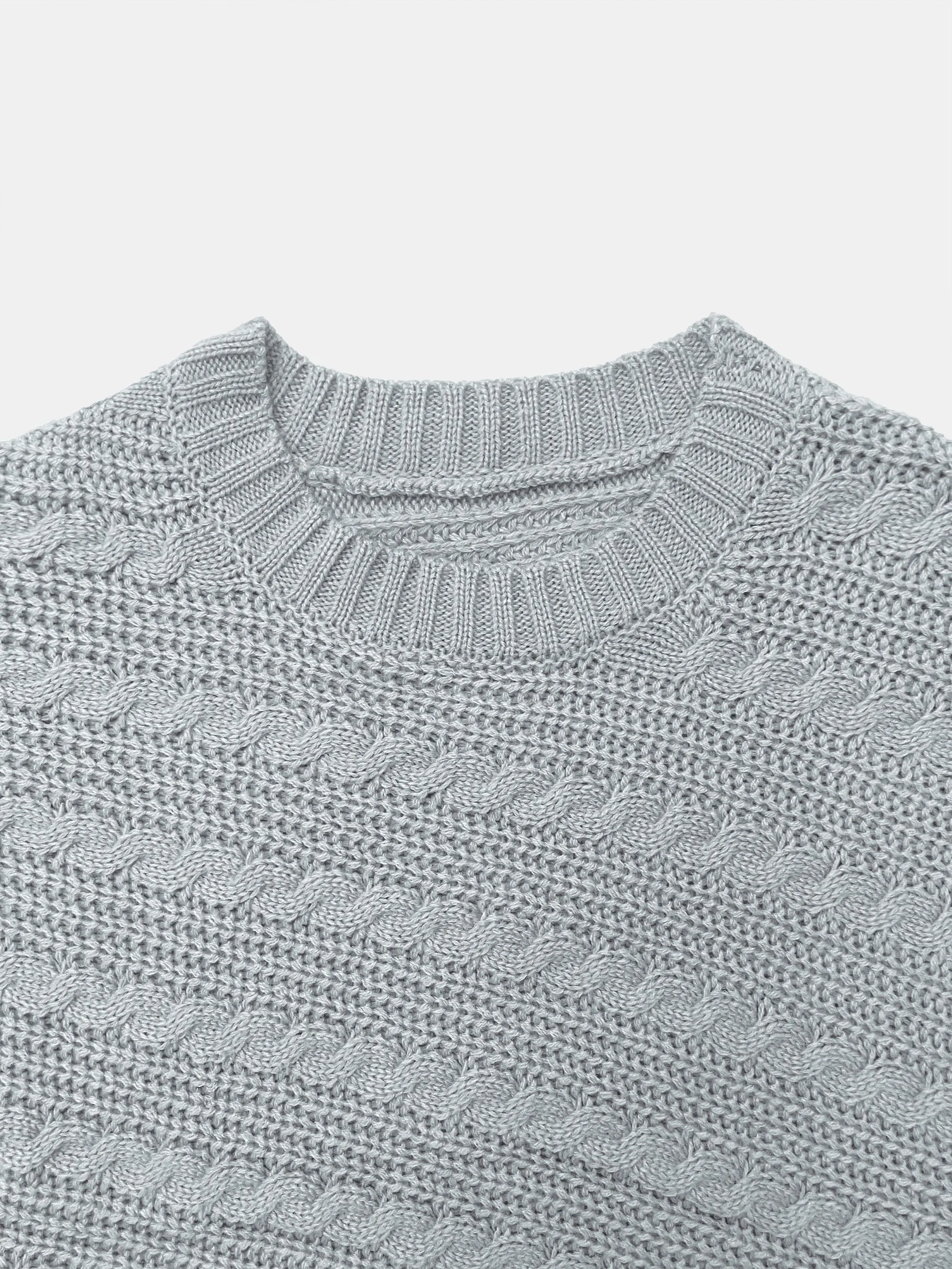 Autumn and winter women's round neck solid color button rope loose and versatile woolen pullover top