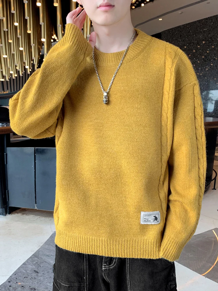

Winter Men's Round Neck Cashmere Sweater Cashmere High-end Knitted Sweater Pure Color Cashmere Sweater Men Fashion Top