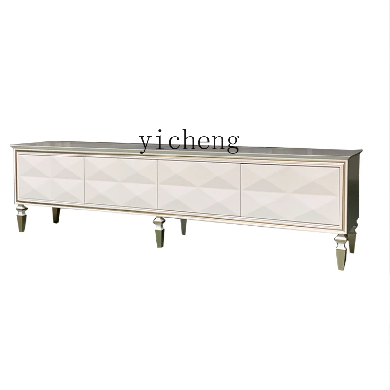 

Solid Wood Light Luxury TV Cabinet and Tea Table Combination Living Room Furniture Small Apartment Locker