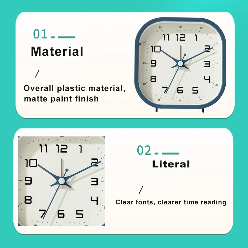 Kinderwecker, moderner Stil, geräuschlose Betriebszeit, Kunststoffmaterial, große Digitaluhr, sieht schön auf dem Schreibtisch aus – Detail 4