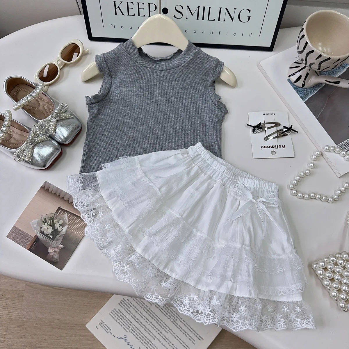 Girls Dress Clothing Sets Summer 2026 Children Fashion Vest T-shirts Skirts 2pcs Princess Suit For Baby Party Outfits Kids 6 7Y