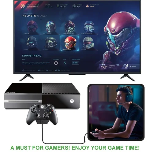 Imagen 2 del producto Adaptador de auriculares estéreo para Xbox One y Xbox Series X | Controlador S: ajuste del equilibrio de audio (juego de sonido y chat de voz), volumen, micrófono D