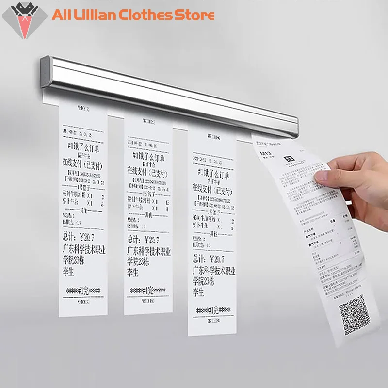 20/30/40/50cm Ticket Tab Bill Receipt Hanging Rack Bar Kitchen Order Document Holder Kitchen Tool Ticket Paper Clip Organizer
