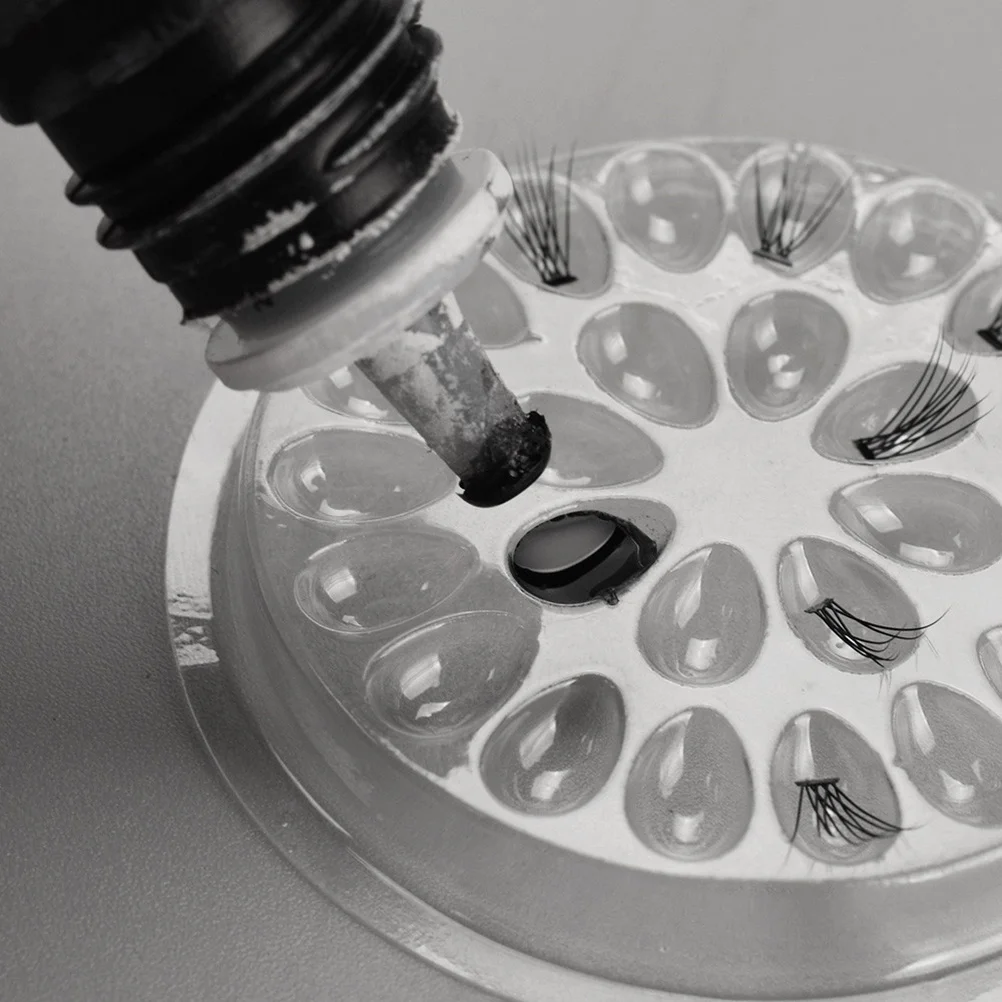 Bandeja de cola para cílios, junta de extensão, pasta transparente, suporte à prova d'água, reutilizável, cola rápida, endurecimento, com 10 peças