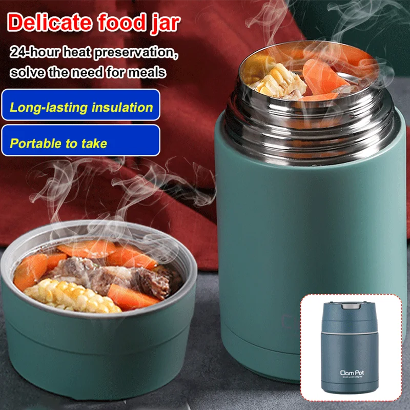 Vaso de acero inoxidable estofado, termo de gran capacidad con aislamiento multicapa, recipiente para sopa