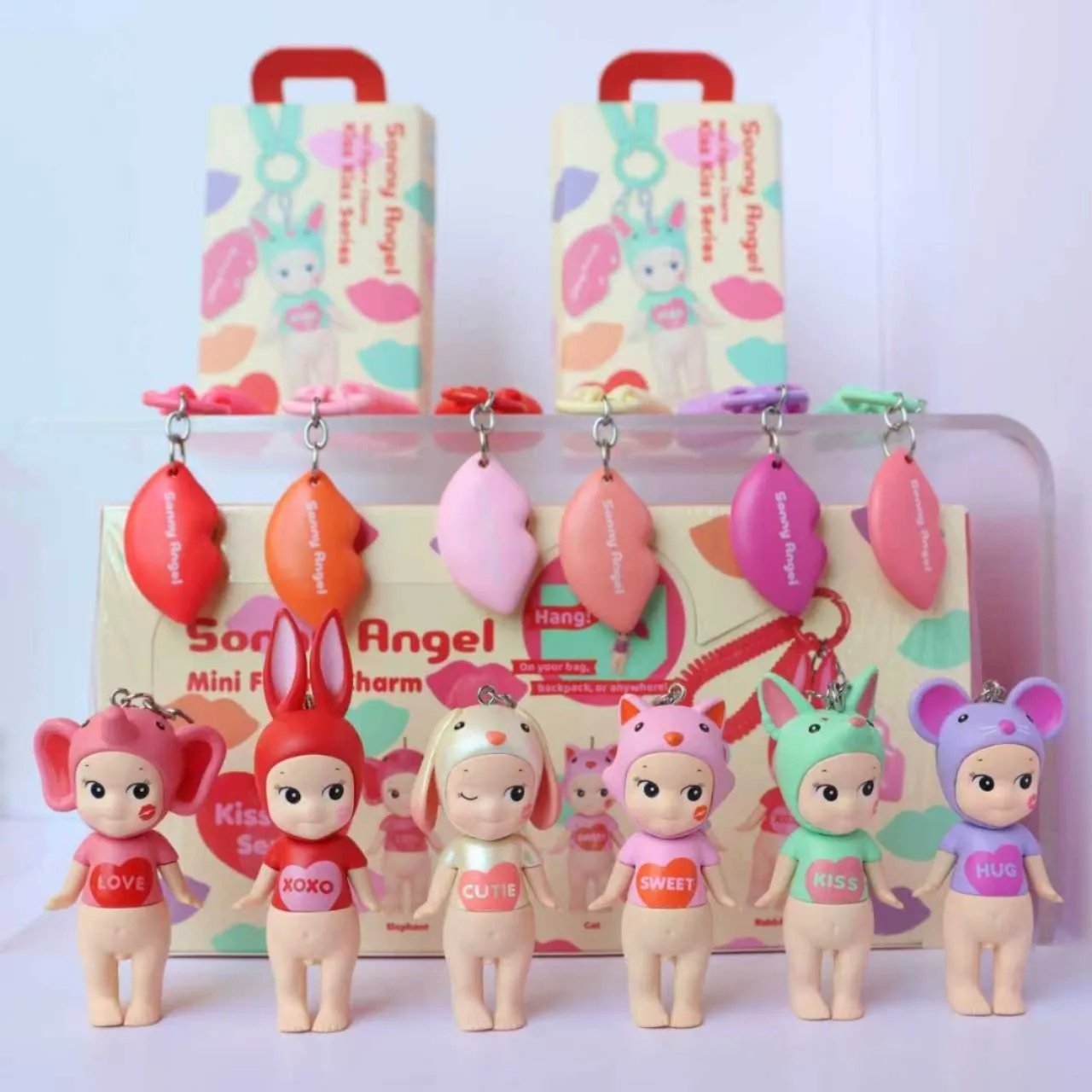 

High Quality Sonny Angel Kiss Kiss Series Blind Box Mini Figure Action Cute Doll Desktop Backpack Charm Ornament Birthday Gift