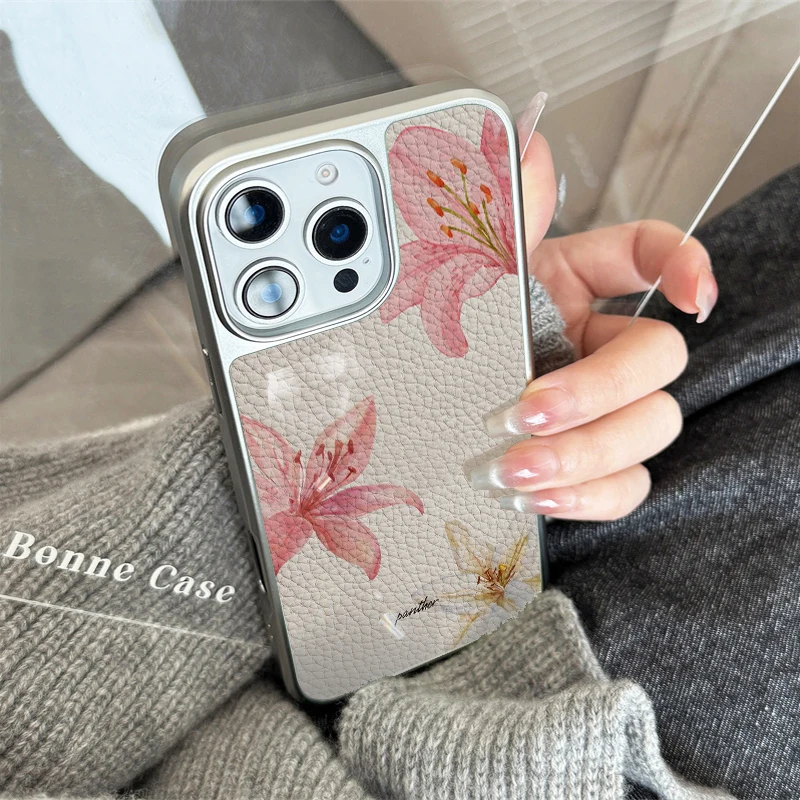 حافظة هاتف فاخرة أنيقة من جلد الزنبق لهاتف آيفون 11/12/13/14/15/16/17 Pro Max AIR PLUS