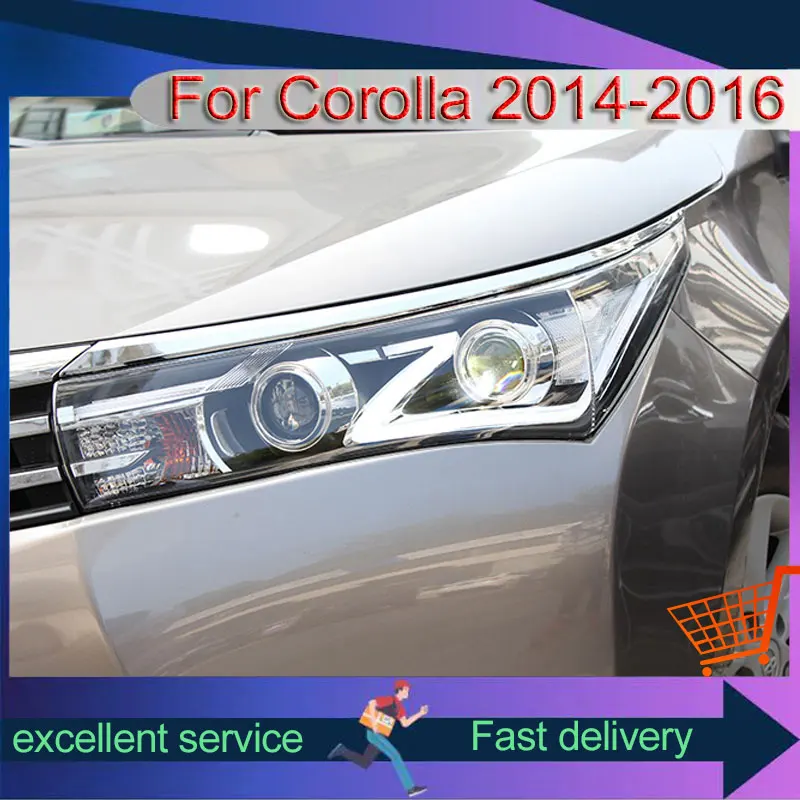 Car Styling For Toyota 2014-2016 Corolla Headlights Xenon Upgrade DRL Z-Style Front Lamp LED Projector Lens Auto Accessories