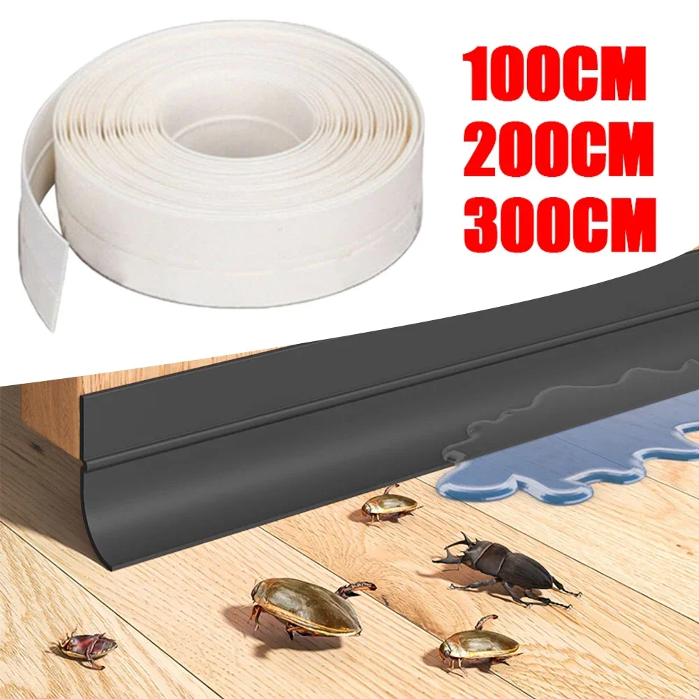 100cm Door Bottom Sealing Strip Tape Weather Window Silicone Rubber Weatherstrip Windproof Dust Self Adhesive Windshield Tape