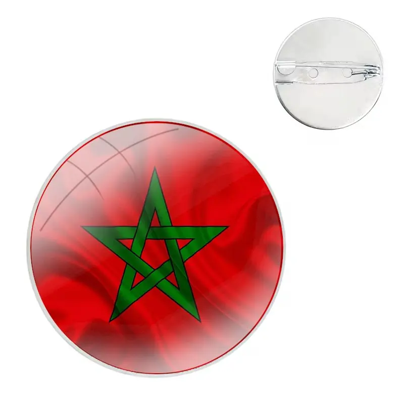 Pins Badge Metal Brooches For Clothes Backpack Decoration gift Morocco Soccer football flag