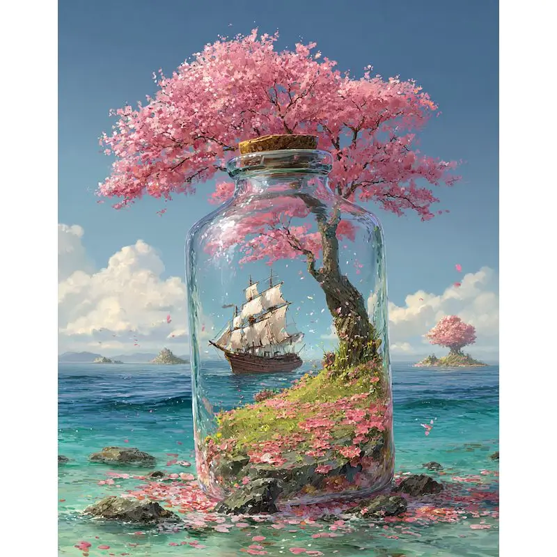 

GATYZTORY Oil Painting By Numbers Adults Crafts drift bottle Landscape Handmade Frame On Canvas Coloring By Number