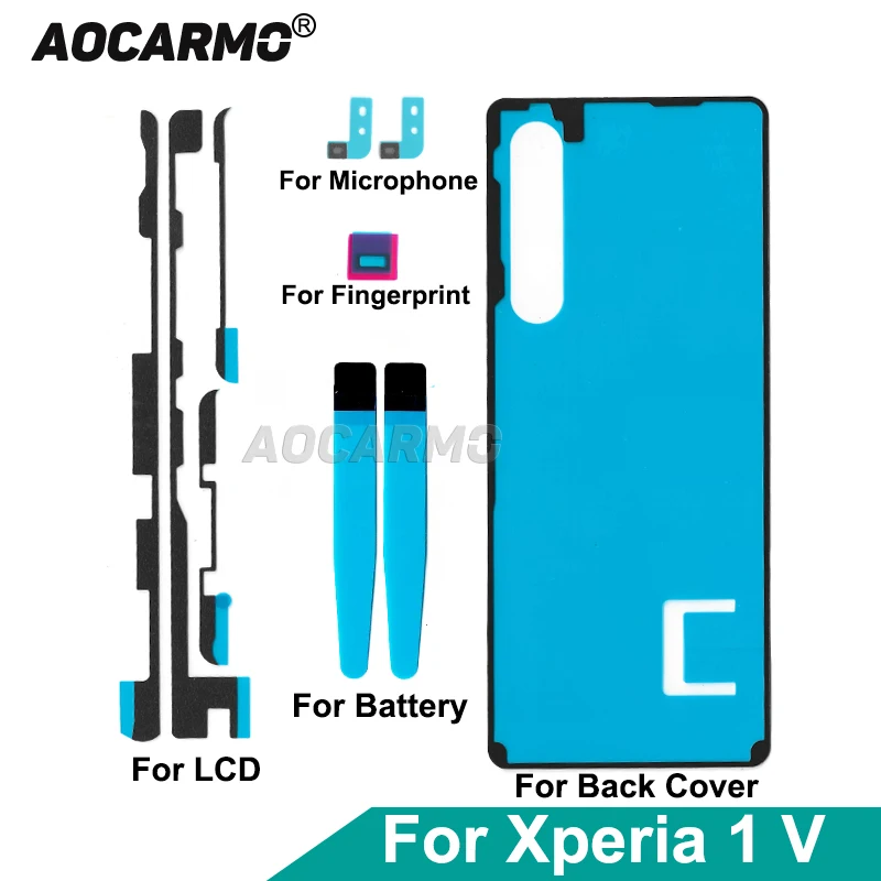 Aocarmo Do Sony Xperia 1 V XQ-DQ72 DQ44 SO-51D Przedni Wyświetlacz LCD Klej do Obudowy Tylna Pokrywa Obudowa Baterii Naklejka Taśma Klejąca