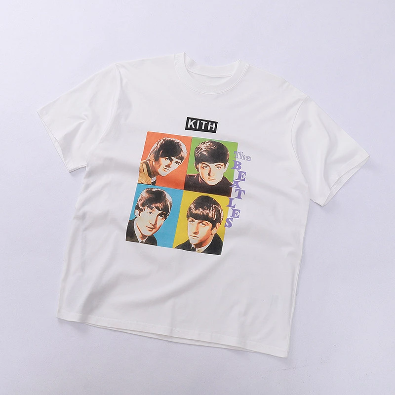 2026 Rare KI American TH Retro Printed Cotton Short-sleeved T-shirt Is A Loose Casual and Versatile Half-sleeved Top for Couples