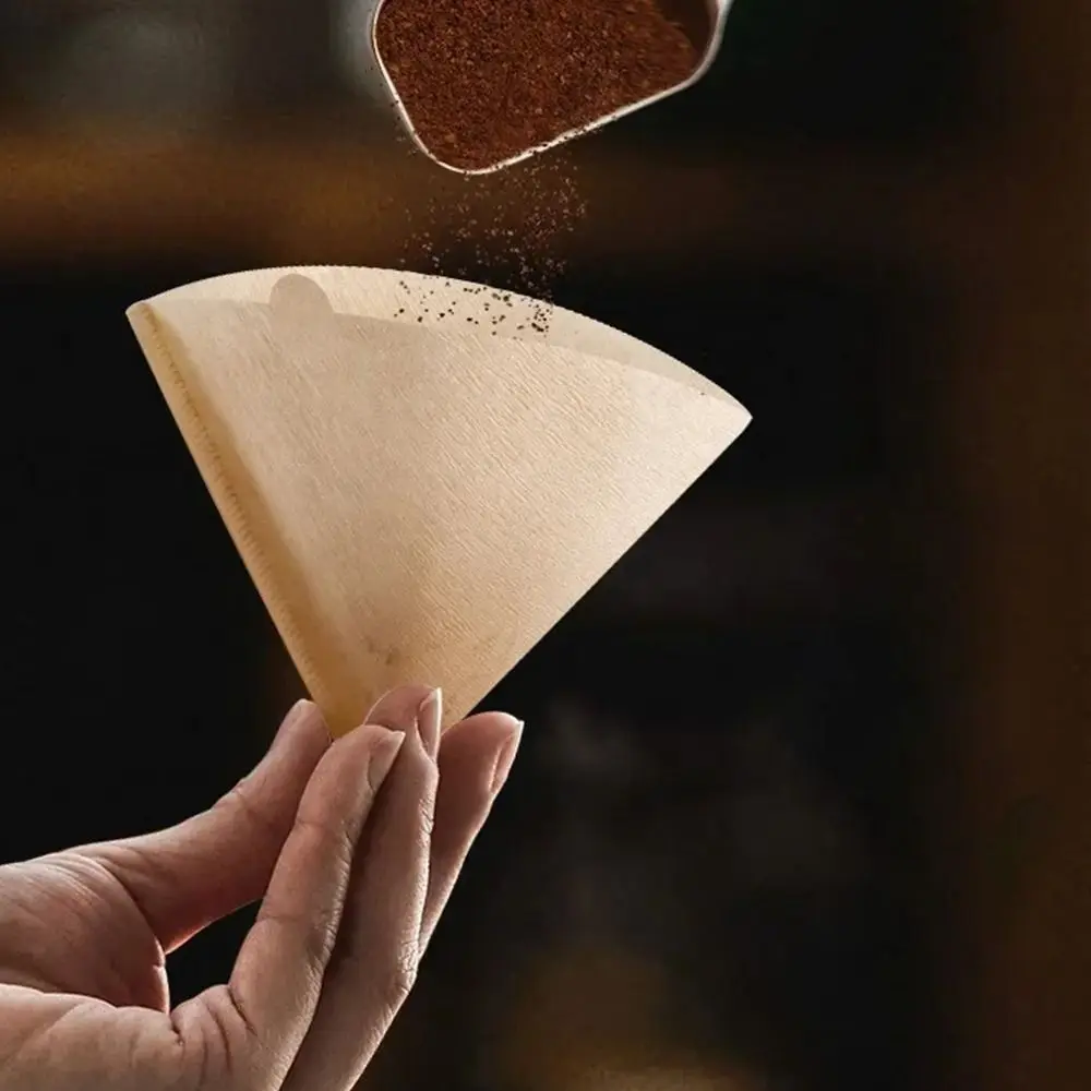 Coffee Filter Paper Hand-brewed Coffee Special V-Shaped Conical Wood Pulp Portable Pull-out Drip Filter Paper Cafe Tools