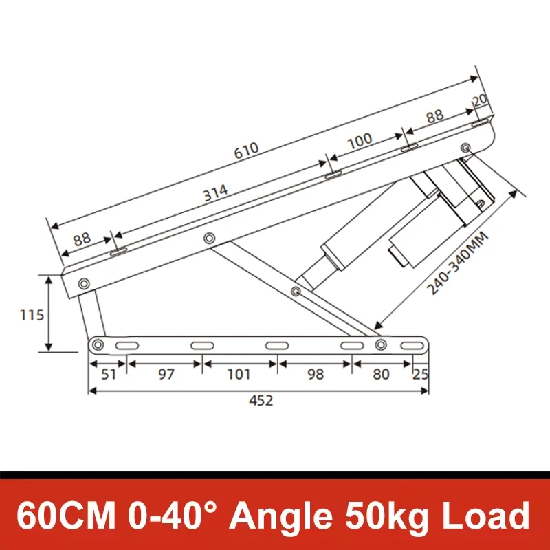 DC24V Smart Windows Sofa Bed Plate Mechanism Support Frame Electric Lifting Rod Upturn Pneumatic Support Rod Adjustable Bedstock