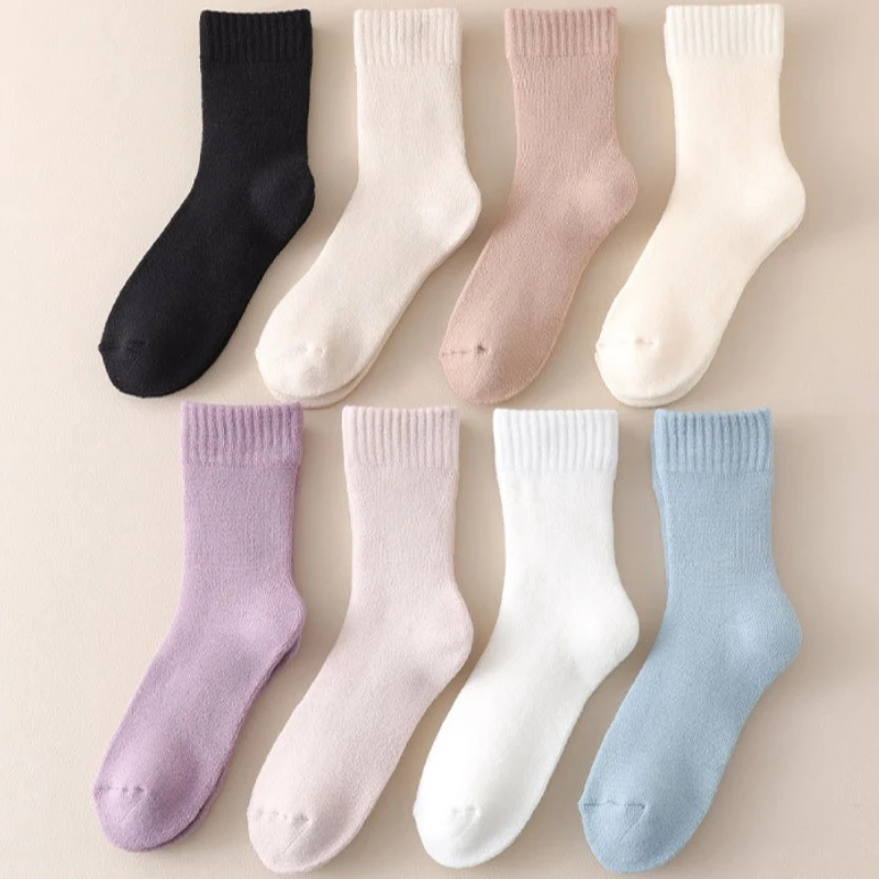 1/8 Paar Damen Herbst Winter dicke warme Mid-Tube-Socken schweißabsorbierende antibakterielle geruchsdichte Woll-Freizeitsocken
