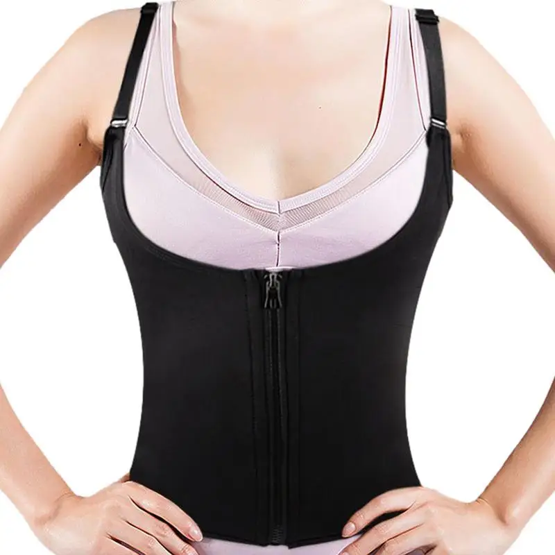 Sauna Waist Vest Sauna Sweat Vest For Women Buttoned And Zipped Women Sweat Suit Waist Trainer Vest Fitness Body Shaper Zipper