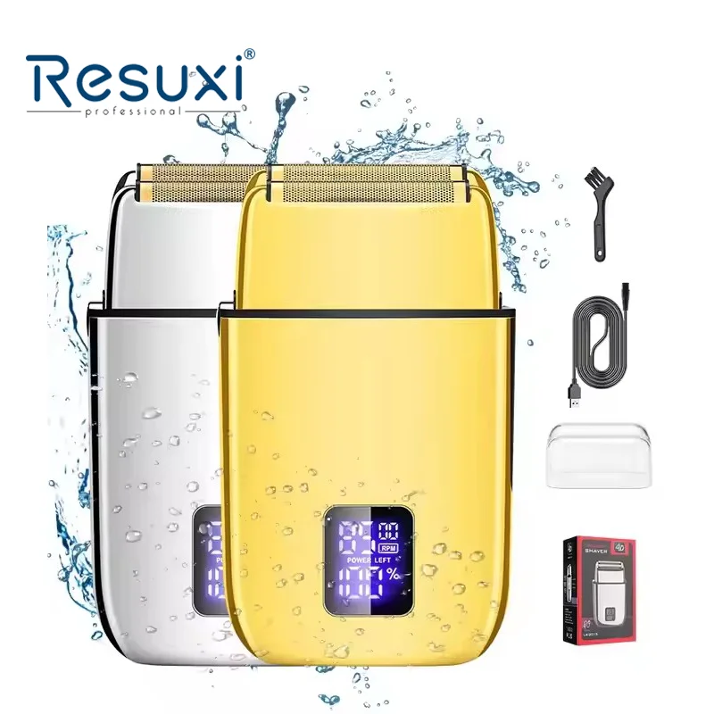 

Resuxi LK-2015 фольга для мужских бритв, мужская бритва для бороды, профессиональная перезаряжаемая водонепроницаемая мужская USB-зарядка, 5 Вт, двойное лезвие