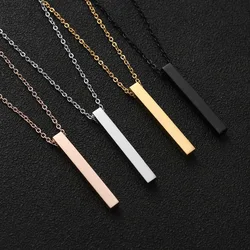 10pcs 5*40mm Simple Glossy Stainless Steel Rectangular Three-Dimensional Necklace For Friends Lover's Can Be Laser Carved Jewelr