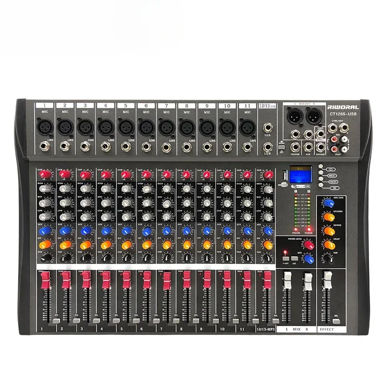 CT120S Professional 12 Channel Sound Audio Console Mixer DSP Effector Stage Controller Mesa De Som Digital DJ Audio Mixer