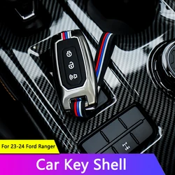 QHCP Car Key Case Cover Alloy Remote Key Shell Key Bag Key Case Cover Holder Trims For Ford Ranger 2020-2024 Styling Accessories