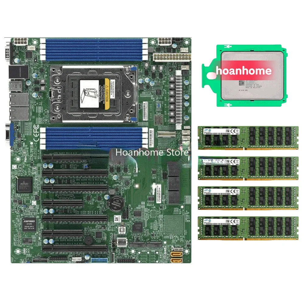 4x32gb 2666v Ram Amd Epyc 7532 Cpu 32 Núcleos + Supermicro H12SSL-i Placa-mãe