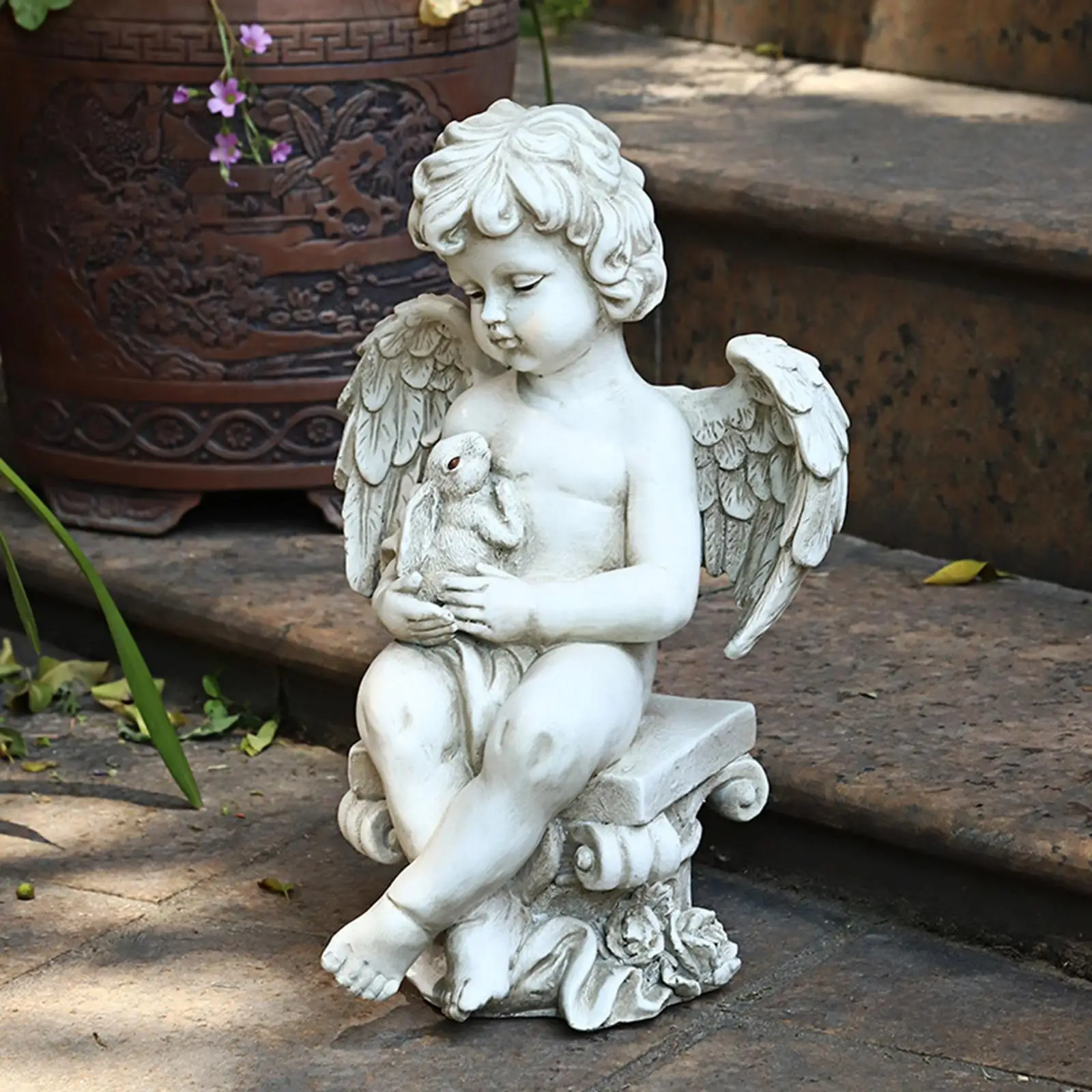Garden Sculpture Cherub Crafts Angel Garden Statue for Lawn Decoration