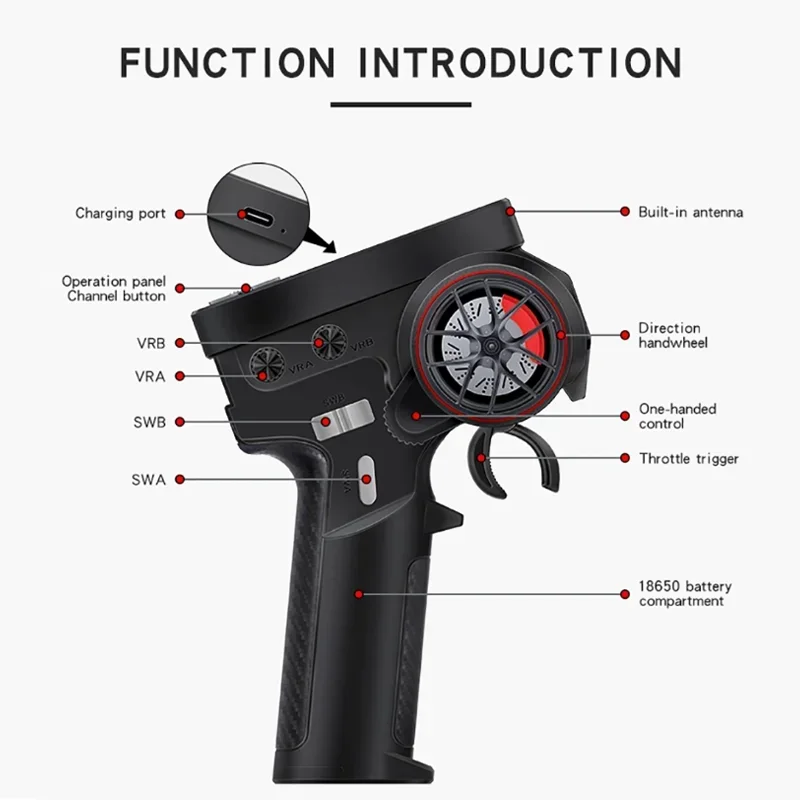 Transmissor de rádio HotRC CT-8B 8CH 2,4 GHz - NOVO alcance de 300 M, receptor F-08A para carro RC/barco/robô