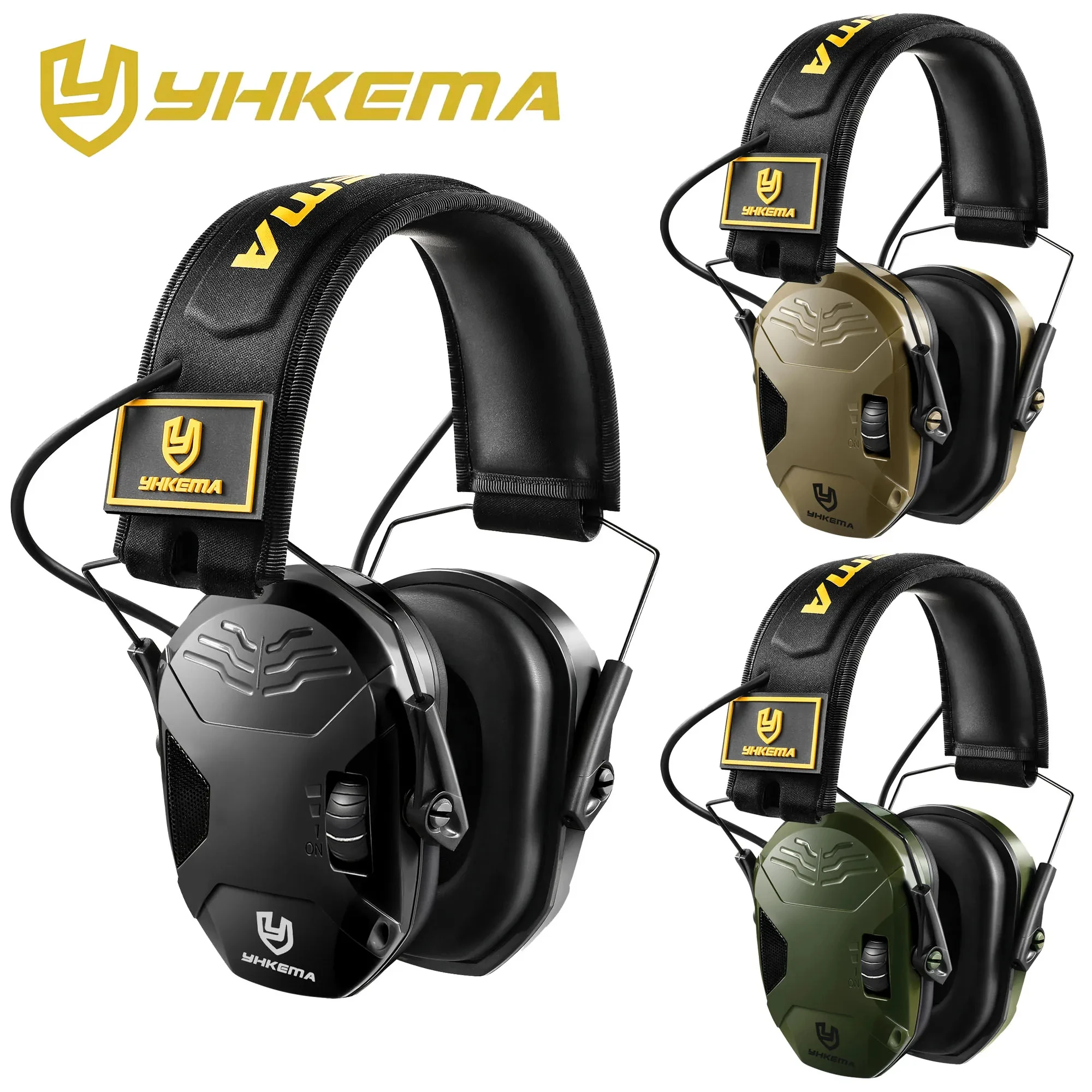 YHKEMA Tactical Electronic Shooting Earmuffs Outdoor Hunting Sound Pickup Noise Reduction Protection Hearing Headset