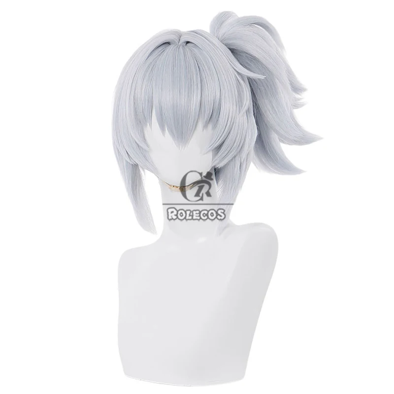 ROLECOS Synthetic Hair Zenless Zone Zero Soldier 11 Cosplay Wigs Soldier 11 26cm Short Straight Silver White Ponytail Cos Hair