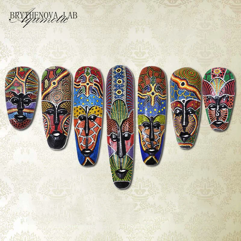 Aqumotic Thai Wooden Mask Wall Hanging Solid Wood Carving Painted Wall Facebook Decoration Bar Home Decorations African Totem