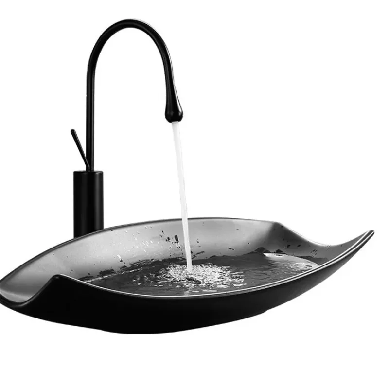 

Matt black counter ceramic bathroom utensils dresser sink