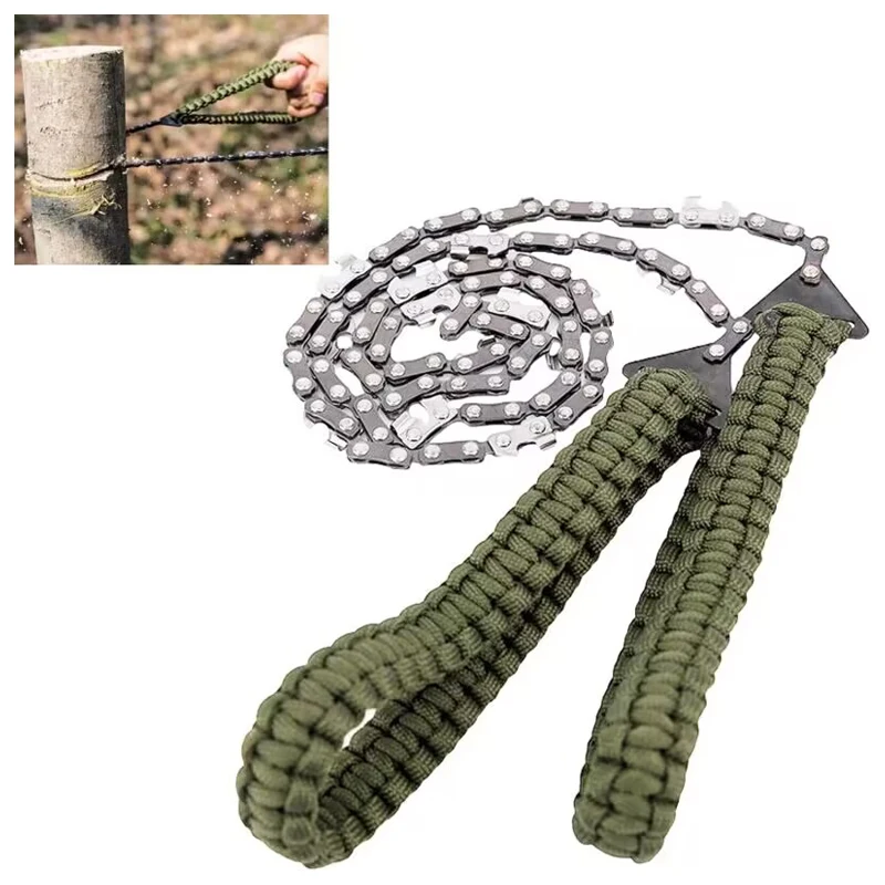 1 Stück 11-Sägezahn-Handreißverschluss-Kettensäge – Notfall-Camping-Wander-Überlebenswerkzeug, leicht und tragbar für die Holzfäller im Garten